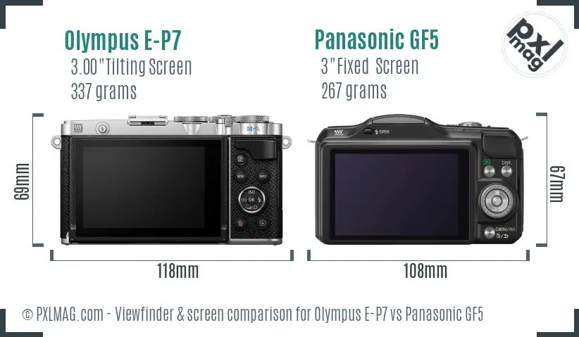 Olympus E-P7 vs Panasonic GF5 Screen and Viewfinder comparison
