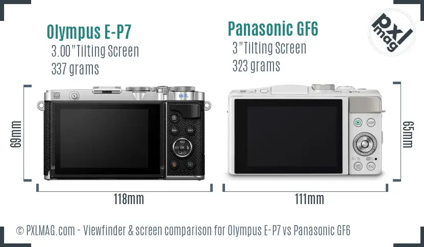 Olympus E-P7 vs Panasonic GF6 Screen and Viewfinder comparison