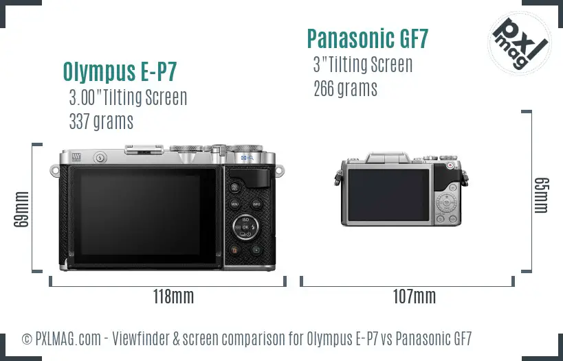 Olympus E-P7 vs Panasonic GF7 Screen and Viewfinder comparison