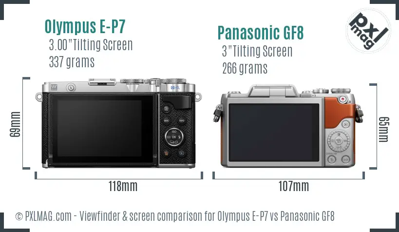 Olympus E-P7 vs Panasonic GF8 Screen and Viewfinder comparison