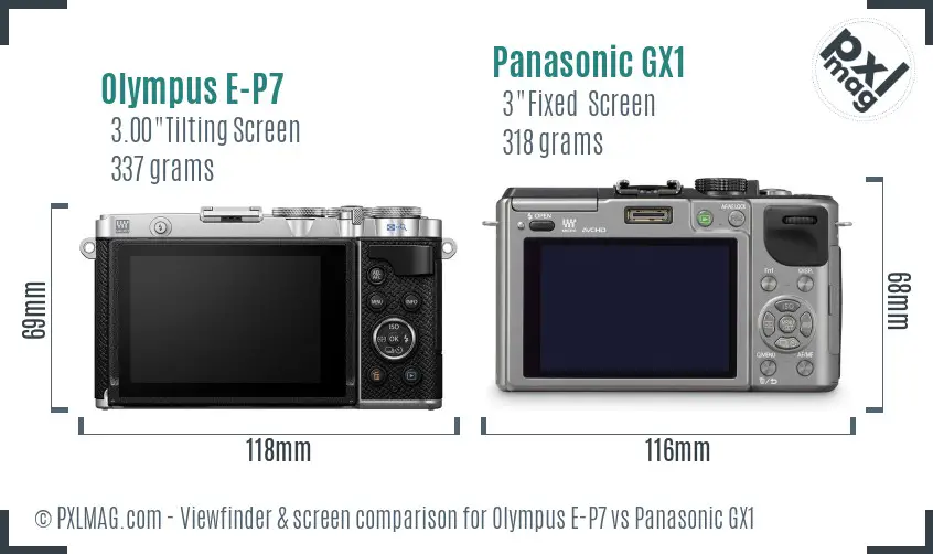 Olympus E-P7 vs Panasonic GX1 Screen and Viewfinder comparison