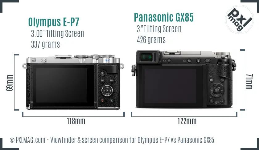 Olympus E-P7 vs Panasonic GX85 Screen and Viewfinder comparison