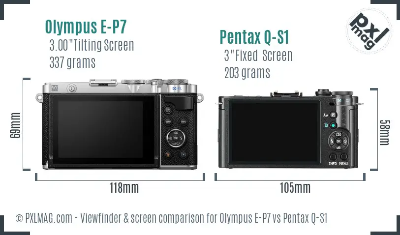 Olympus E-P7 vs Pentax Q-S1 Screen and Viewfinder comparison