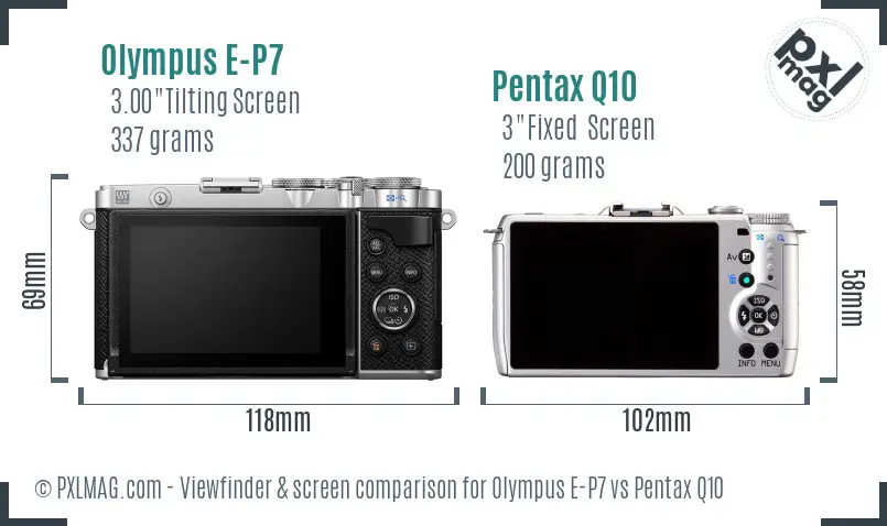Olympus E-P7 vs Pentax Q10 Screen and Viewfinder comparison