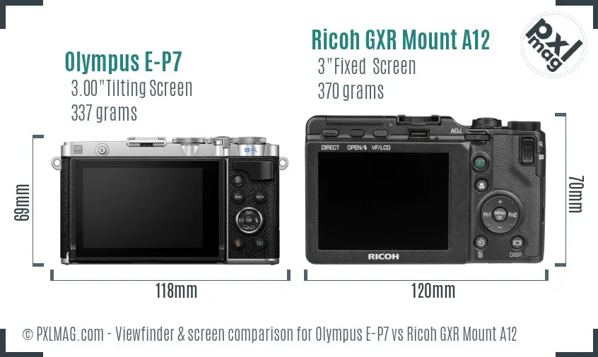 Olympus E-P7 vs Ricoh GXR Mount A12 Screen and Viewfinder comparison