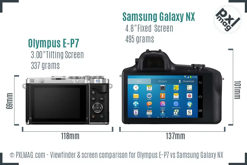 Olympus E-P7 vs Samsung Galaxy NX Screen and Viewfinder comparison