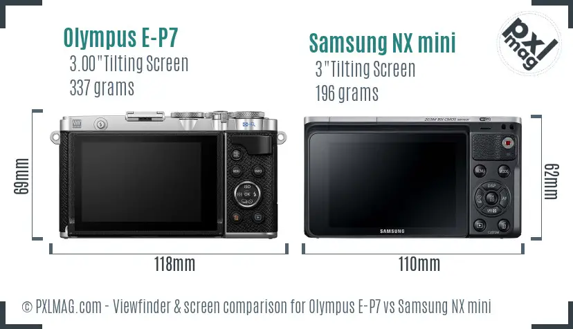 Olympus E-P7 vs Samsung NX mini Screen and Viewfinder comparison