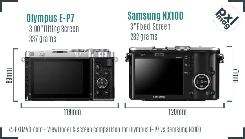 Olympus E-P7 vs Samsung NX100 Screen and Viewfinder comparison