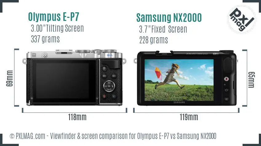 Olympus E-P7 vs Samsung NX2000 Screen and Viewfinder comparison