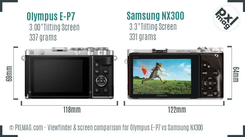 Olympus E-P7 vs Samsung NX300 Screen and Viewfinder comparison