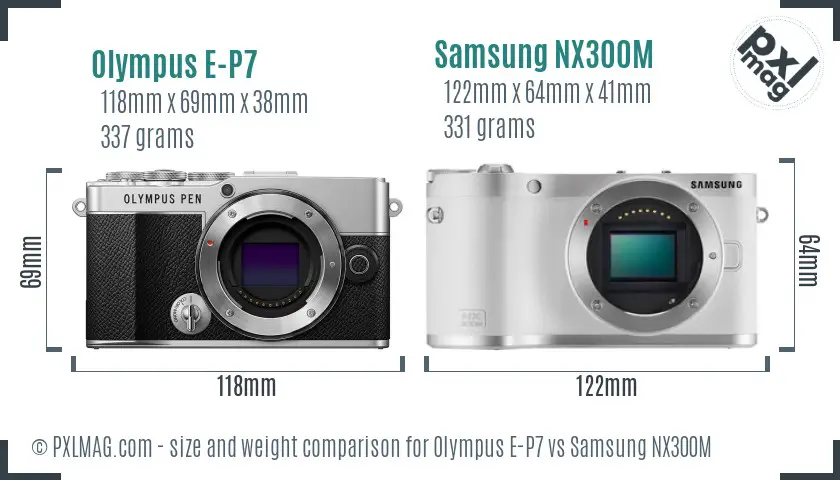 Olympus E-P7 vs Samsung NX300M size comparison