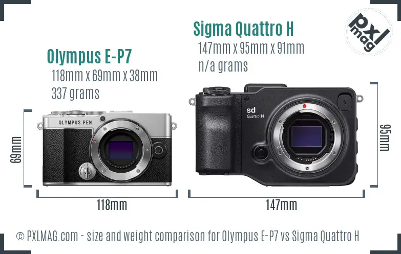 Olympus E-P7 vs Sigma Quattro H size comparison