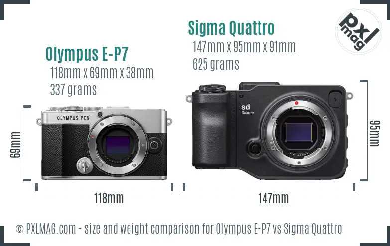 Olympus E-P7 vs Sigma Quattro size comparison