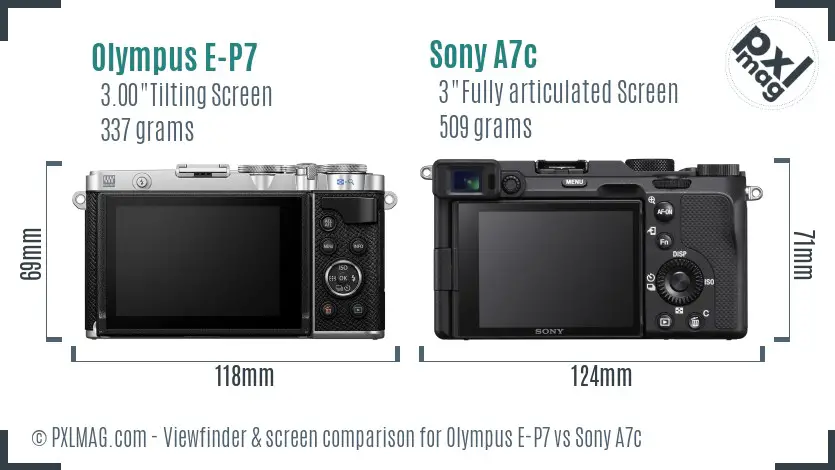 Olympus E-P7 vs Sony A7c Screen and Viewfinder comparison Olympus E-P7 vs Sony A7c Screen and Viewfinder comparison