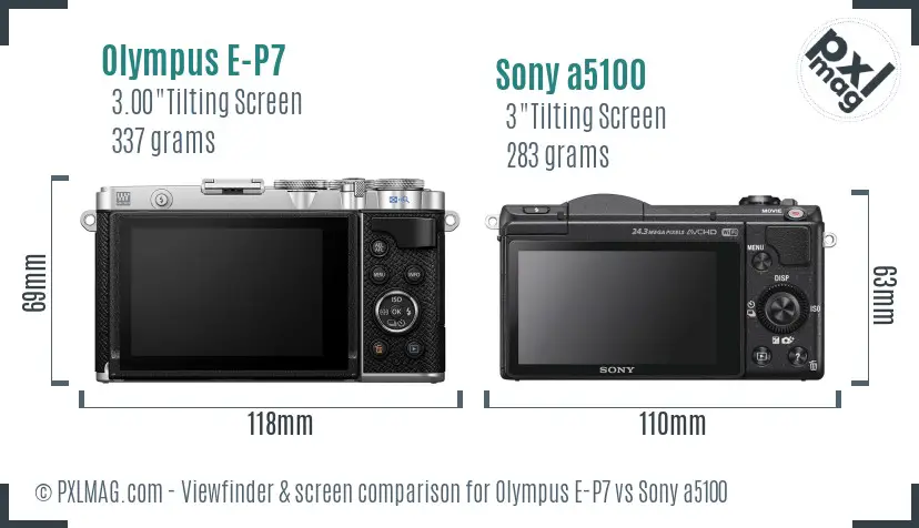 Olympus E-P7 vs Sony a5100 Screen and Viewfinder comparison