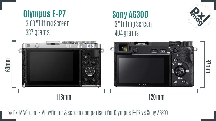 Olympus E-P7 vs Sony A6300 Screen and Viewfinder comparison