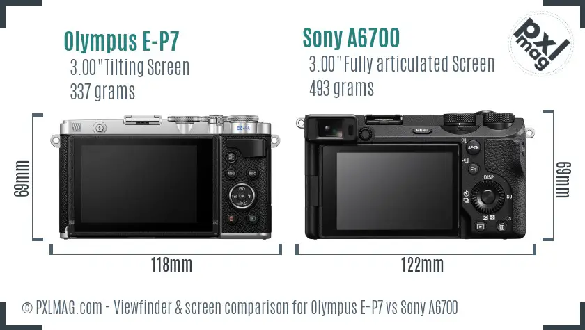 Olympus E-P7 vs Sony A6700 Screen and Viewfinder comparison Olympus E-P7 vs Sony A6700 Screen and Viewfinder comparison