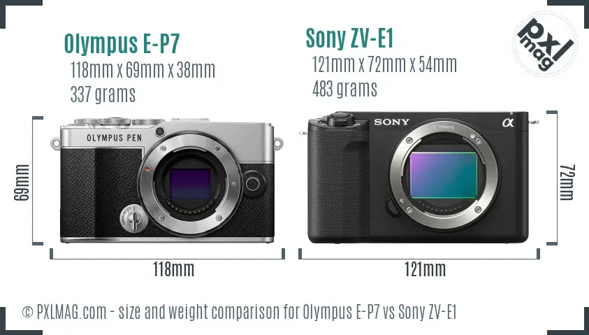 Olympus E-P7 vs Sony ZV-E1 size comparison