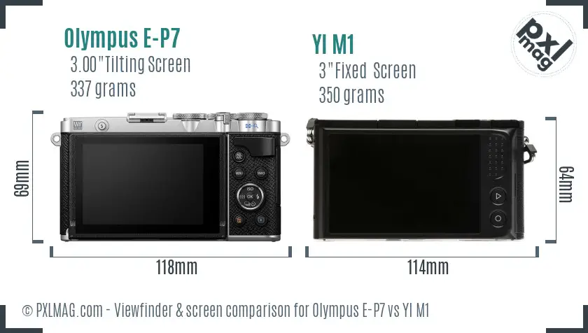 Olympus E-P7 vs YI M1 Screen and Viewfinder comparison