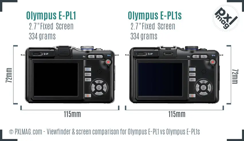 Olympus E-PL1 vs Olympus E-PL1s Screen and Viewfinder comparison