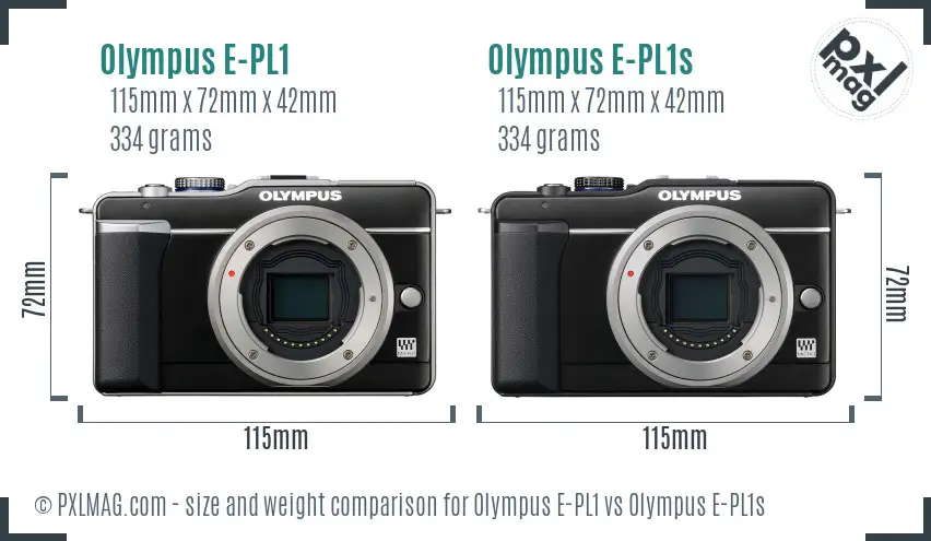 Olympus E-PL1 vs Olympus E-PL1s size comparison