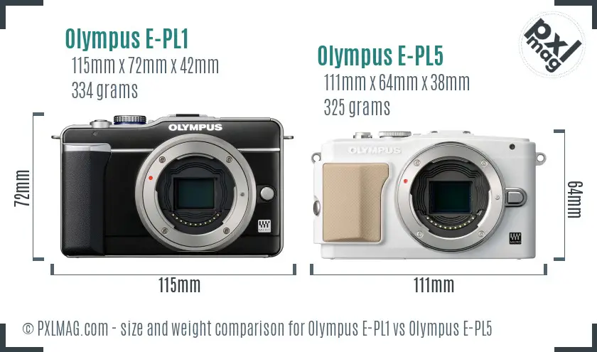 Olympus E-PL1 vs Olympus E-PL5 size comparison