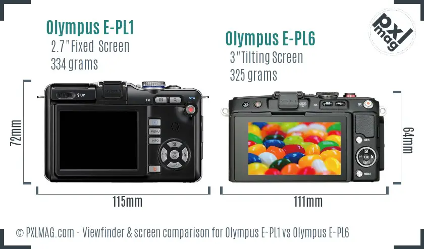 Olympus E-PL1 vs Olympus E-PL6 Screen and Viewfinder comparison