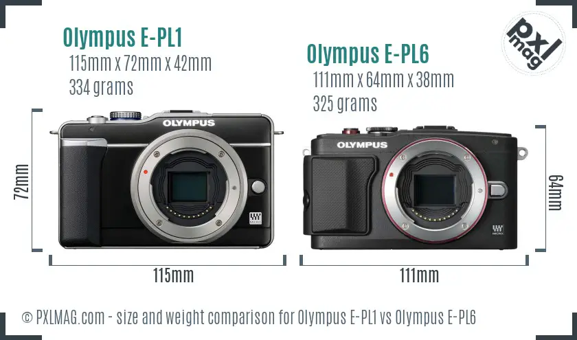 Olympus E-PL1 vs Olympus E-PL6 size comparison