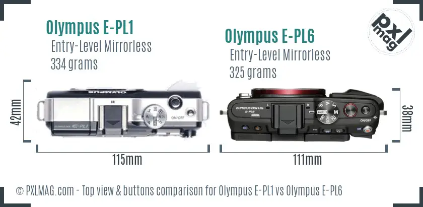 Olympus E-PL1 vs Olympus E-PL6 top view buttons comparison