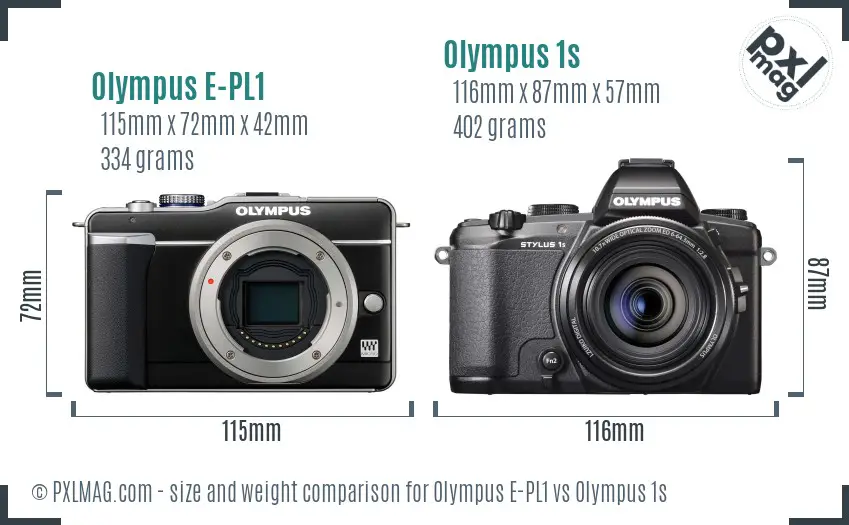 Olympus E-PL1 vs Olympus 1s size comparison