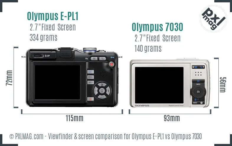 Olympus E-PL1 vs Olympus 7030 Screen and Viewfinder comparison