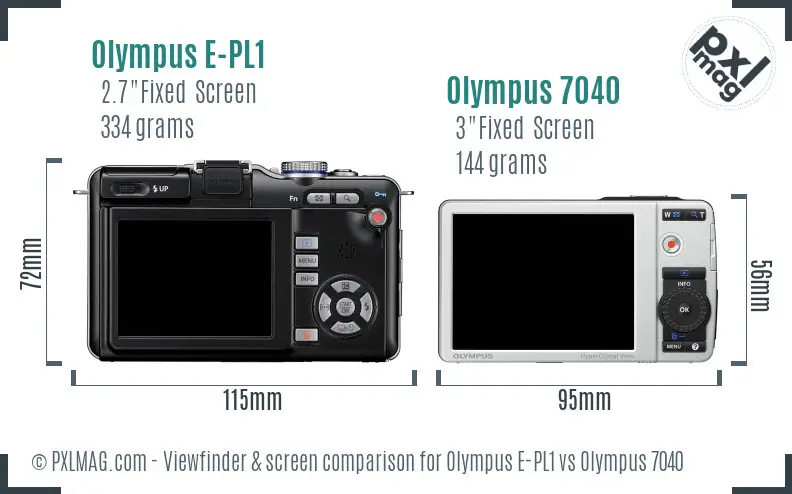 Olympus E-PL1 vs Olympus 7040 Screen and Viewfinder comparison