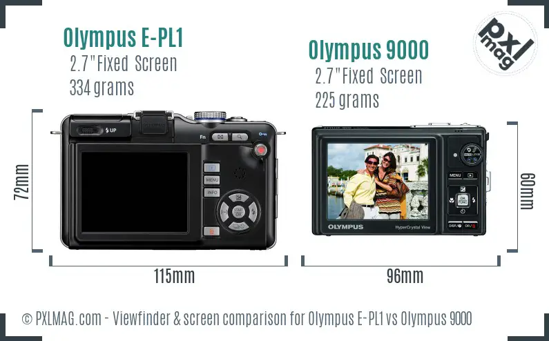 Olympus E-PL1 vs Olympus 9000 Screen and Viewfinder comparison