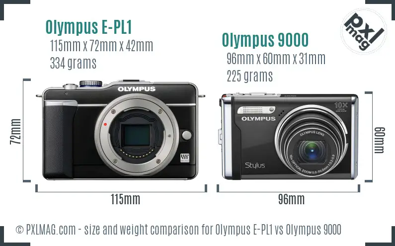 Olympus E-PL1 vs Olympus 9000 size comparison