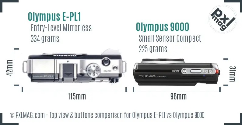 Olympus E-PL1 vs Olympus 9000 top view buttons comparison