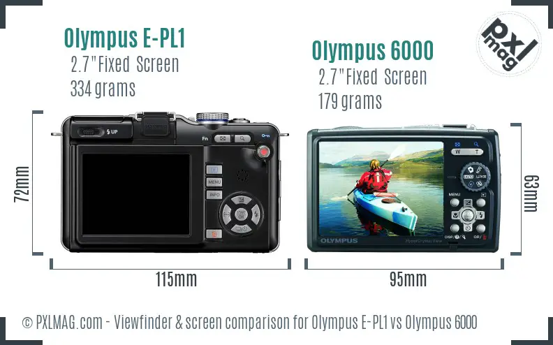 Olympus E-PL1 vs Olympus 6000 Screen and Viewfinder comparison