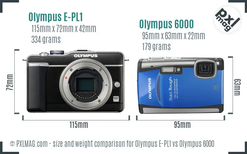 Olympus E-PL1 vs Olympus 6000 size comparison