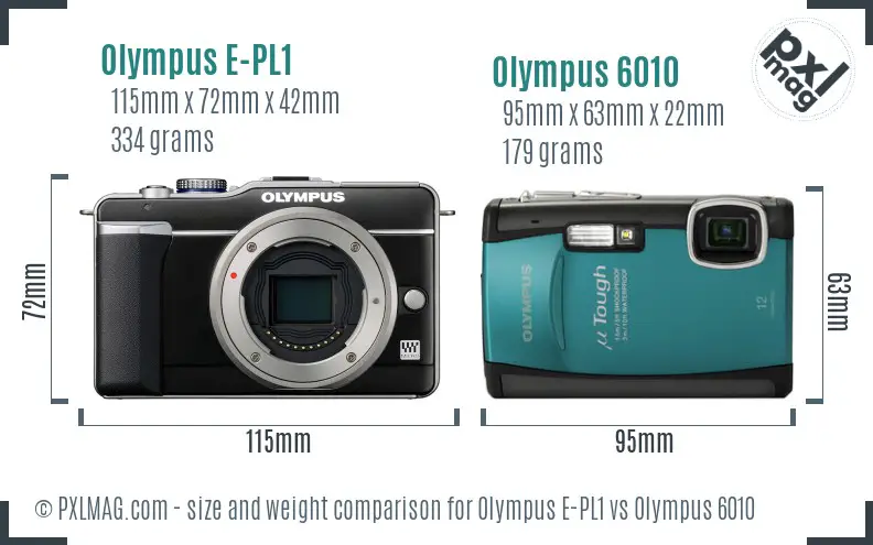 Olympus E-PL1 vs Olympus 6010 size comparison