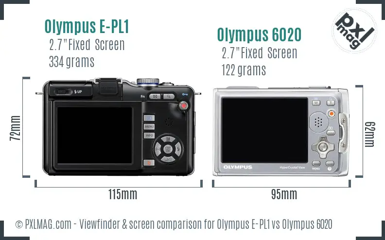 Olympus E-PL1 vs Olympus 6020 Screen and Viewfinder comparison