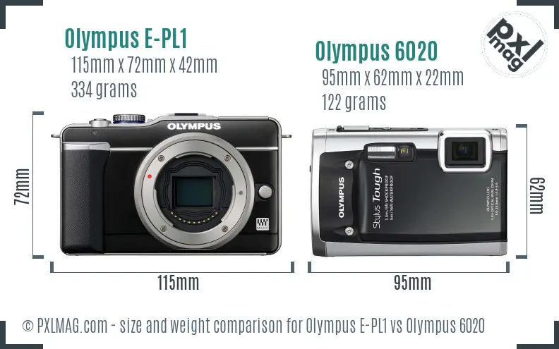 Olympus E-PL1 vs Olympus 6020 size comparison