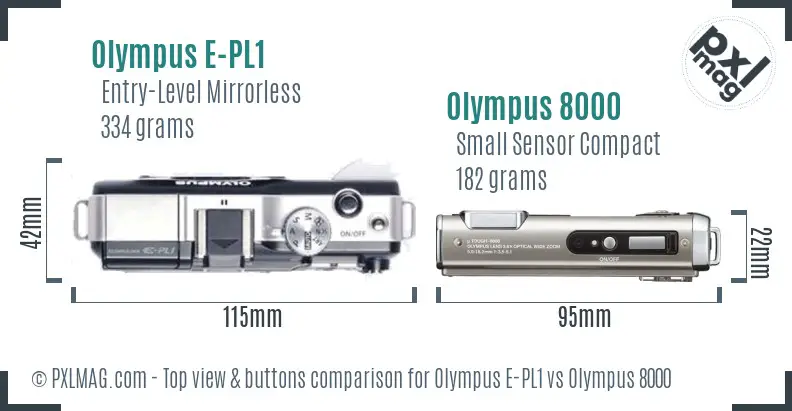 Olympus E-PL1 vs Olympus 8000 top view buttons comparison