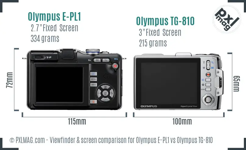 Olympus E-PL1 vs Olympus TG-810 Screen and Viewfinder comparison