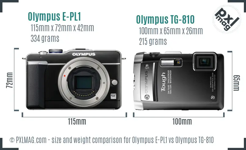 Olympus E-PL1 vs Olympus TG-810 size comparison