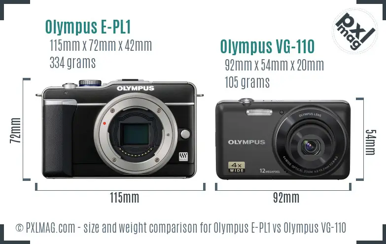 Olympus E-PL1 vs Olympus VG-110 size comparison