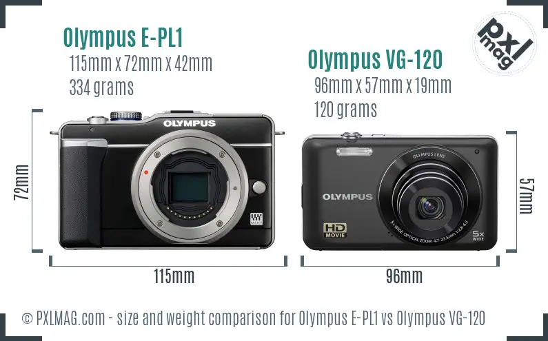 Olympus E-PL1 vs Olympus VG-120 size comparison