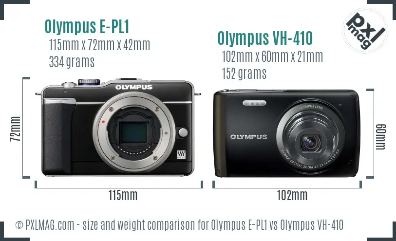 Olympus E-PL1 vs Olympus VH-410 size comparison