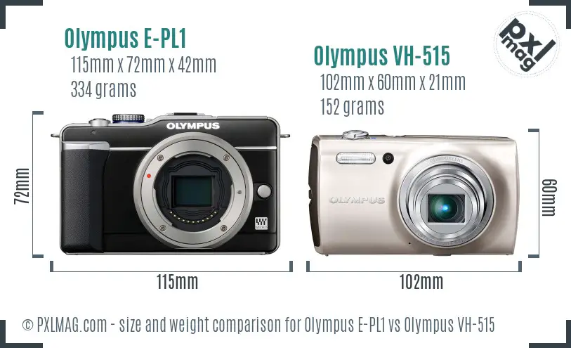 Olympus E-PL1 vs Olympus VH-515 size comparison