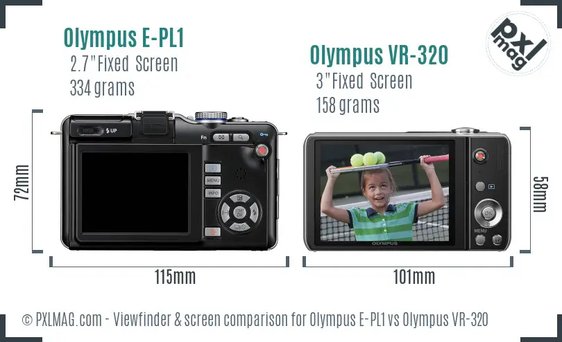 Olympus E-PL1 vs Olympus VR-320 Screen and Viewfinder comparison