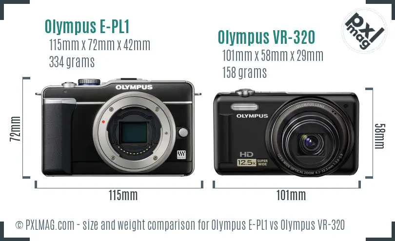 Olympus E-PL1 vs Olympus VR-320 size comparison