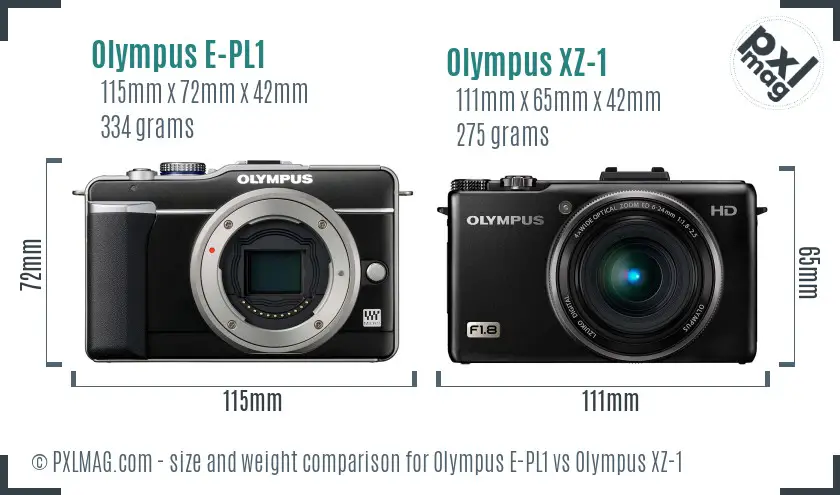 Olympus E-PL1 vs Olympus XZ-1 size comparison